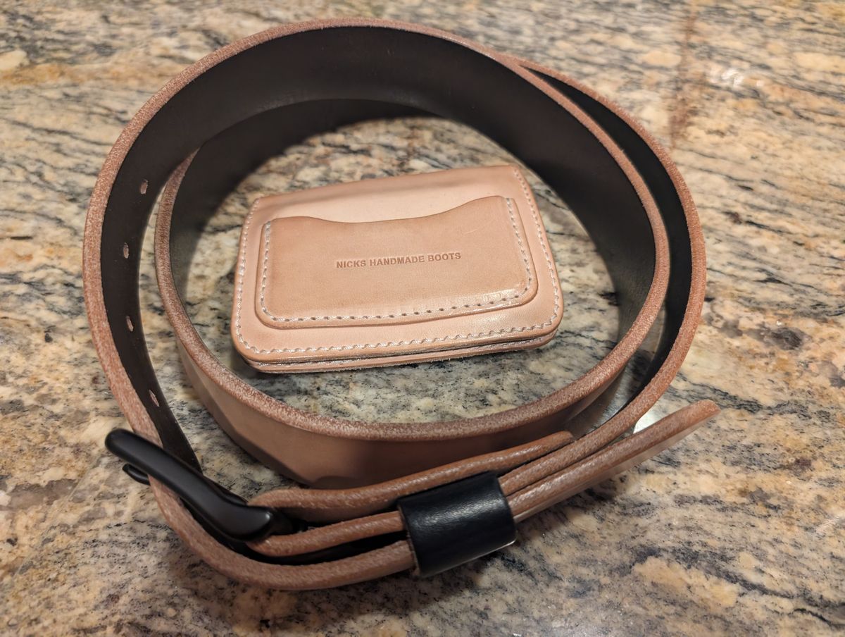 Photo by thetable123 on March 6, 2026 of the Nicks Mini Trucker Wallet in Wickett & Craig Natural Veg Tan.