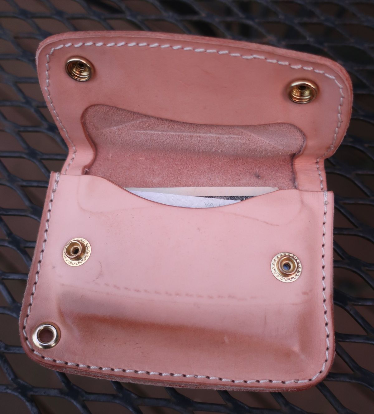 Photo by thetable123 on April 5, 2026 of the Nicks Mini Trucker Wallet in Wickett & Craig Natural Veg Tan.