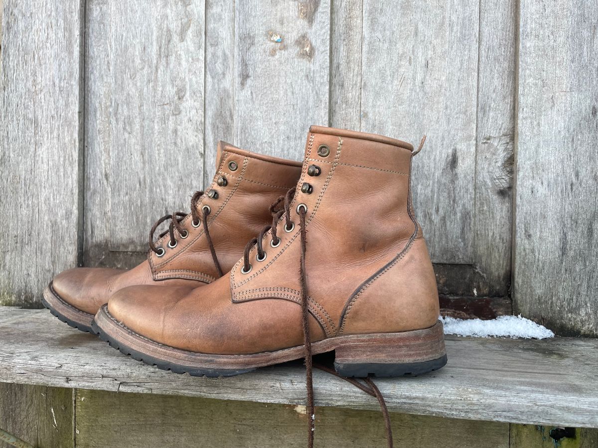 Photo by mrewest on December 1, 2025 of the Cordobes Type 1 Service Boot in Unknown Natural Veg Tan.