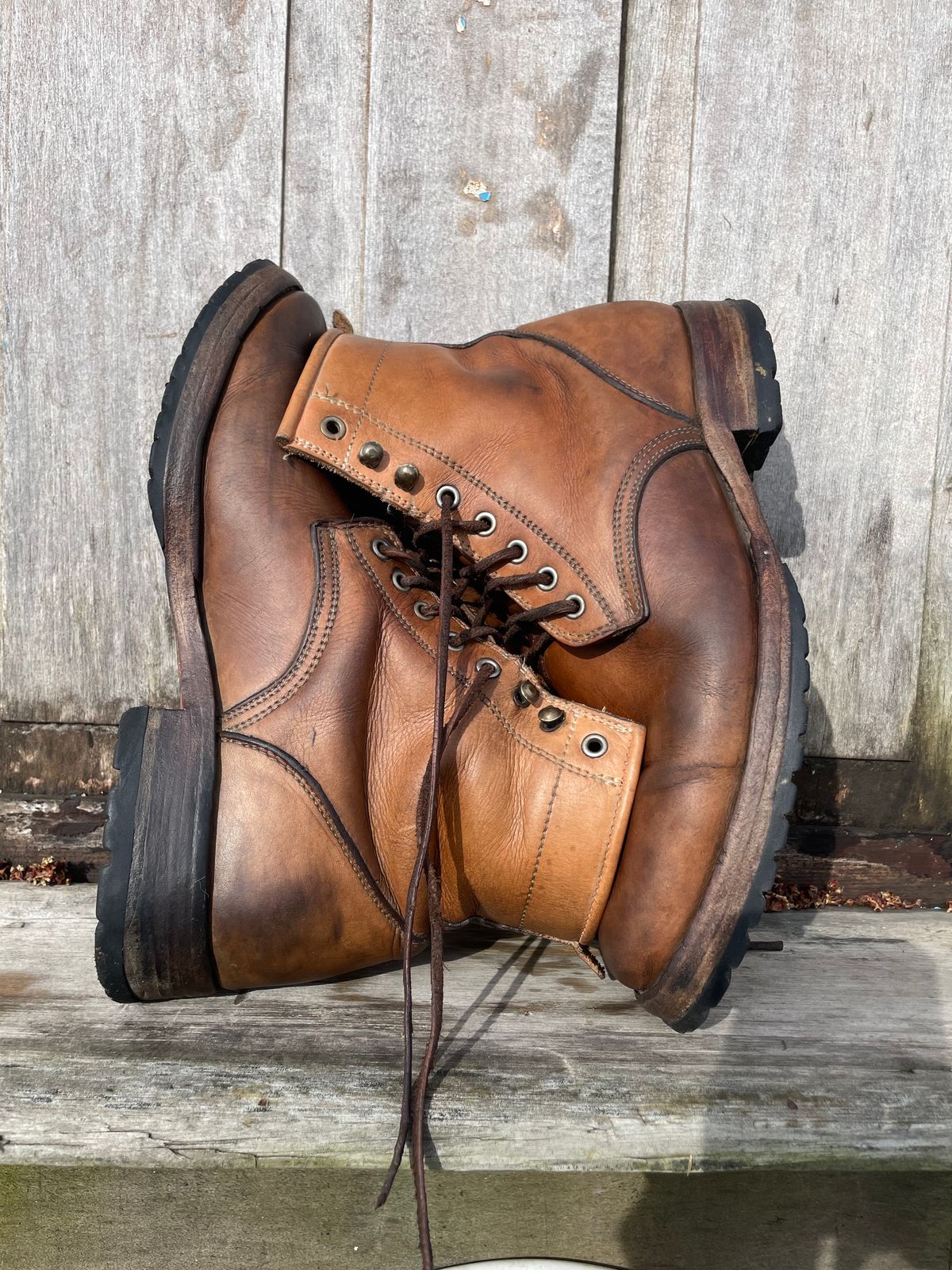 Photo by mrewest on April 4, 2026 of the Cordobes Type 1 Service Boot in Unknown Natural Veg Tan.