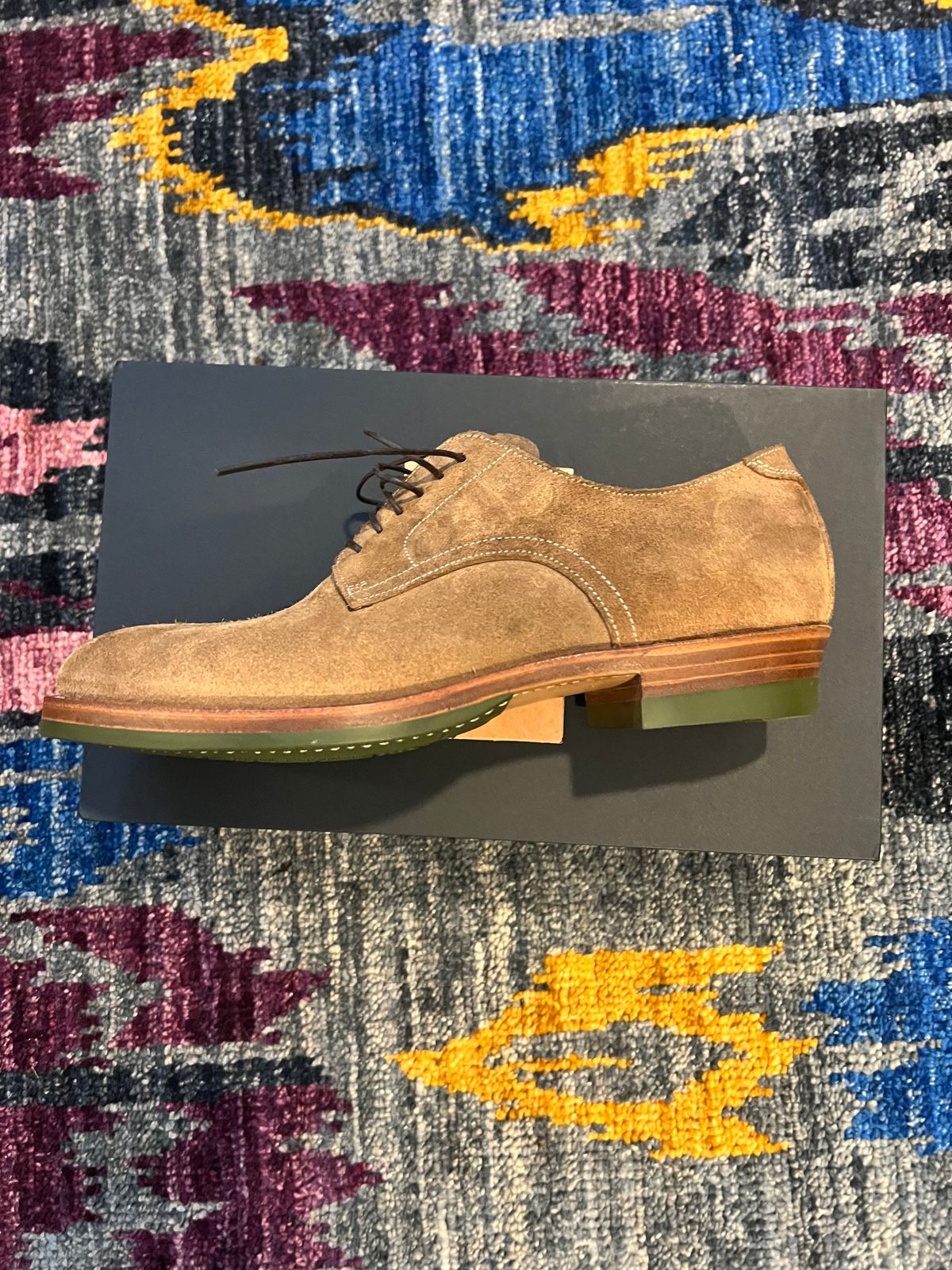 Photo by Tipples_and_drams on December 3, 2025 of the Johnny Works Suede Derby in Camel Suede.