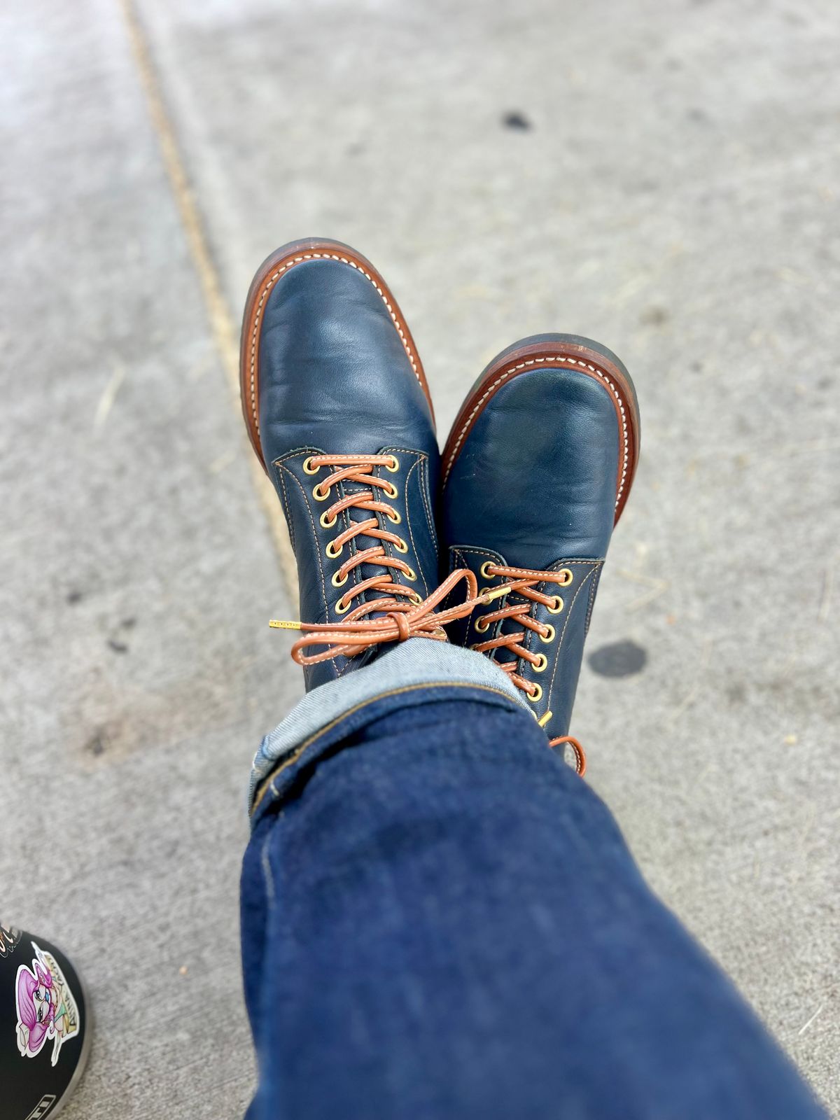 Photo by Tipples_and_drams on August 19, 2024 of the Y'2 Leather Work Boot in Indigo Horsehide.