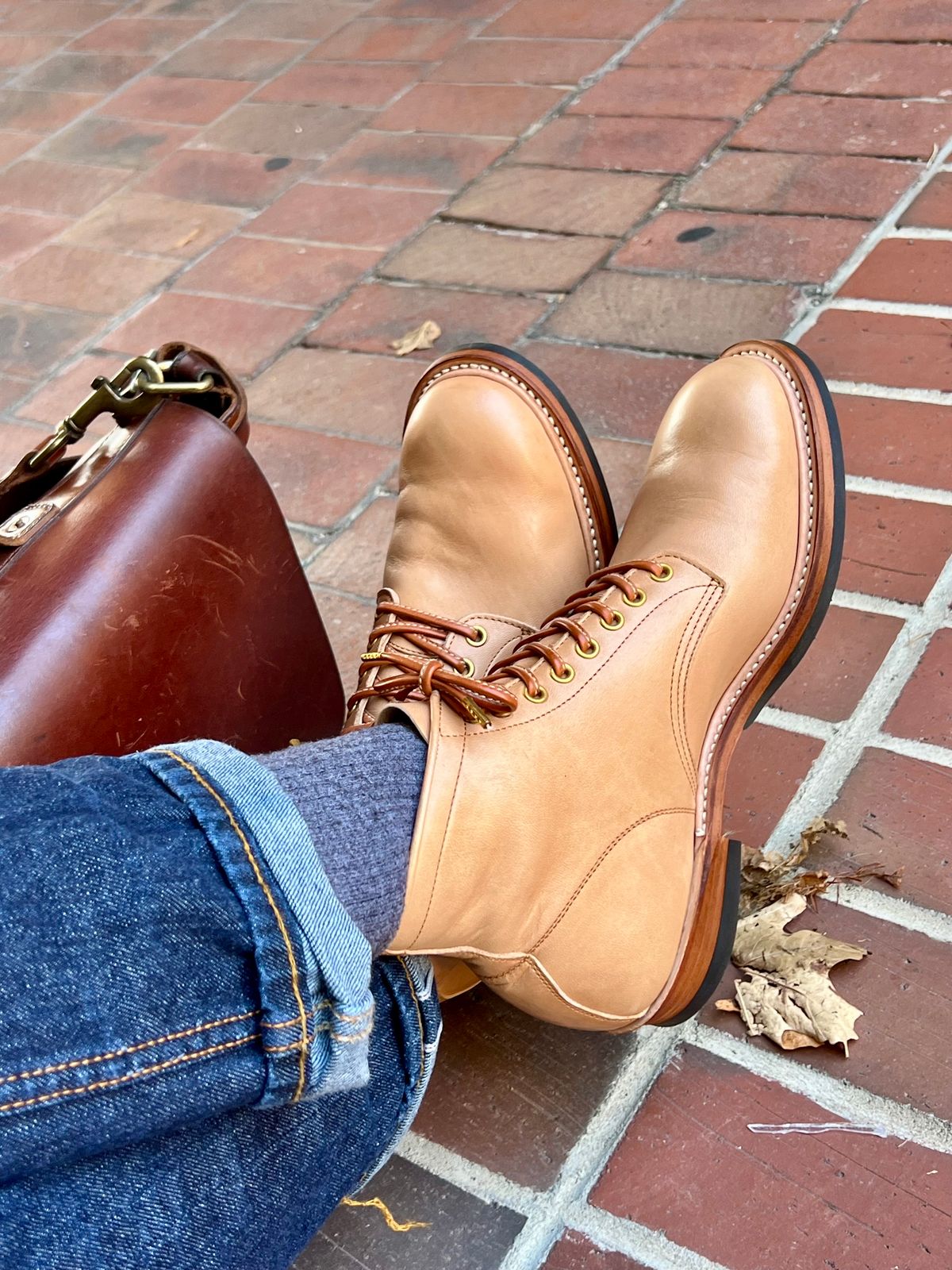 Photo by Tipples_and_drams on October 2, 2024 of the Y'2 Leather Work Boot in Kakishibu Horse (KS-02).