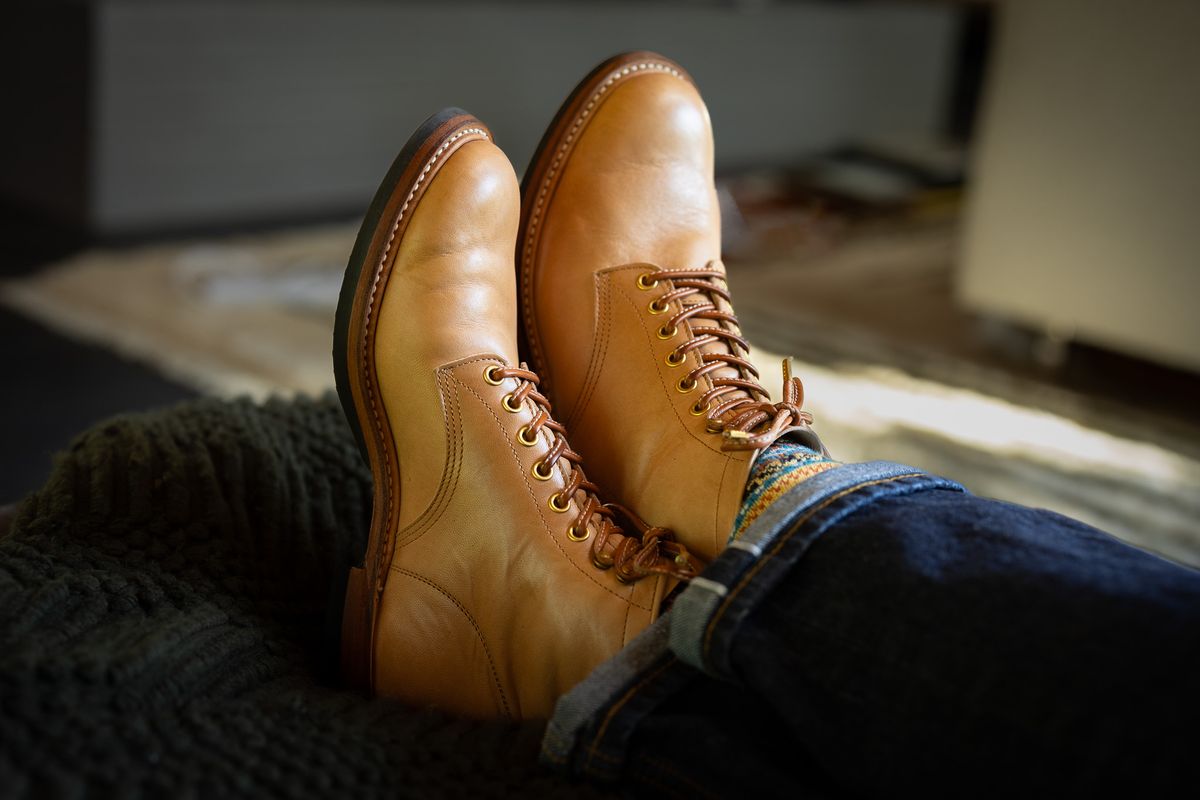 Photo by Tipples_and_drams on October 5, 2024 of the Y'2 Leather Work Boot in Kakishibu Horse (KS-02).