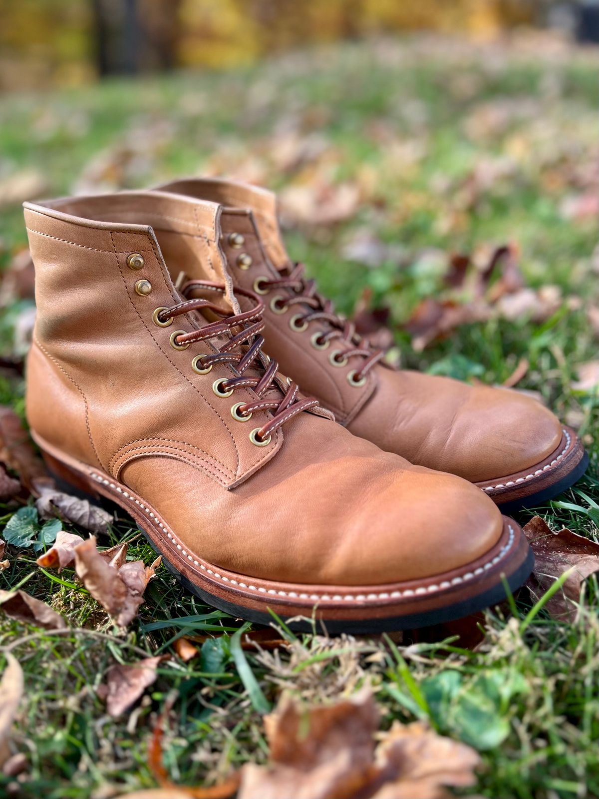 Photo by Tipples_and_drams on November 4, 2024 of the Y'2 Leather Work Boot in Kakishibu Horse (KS-02).