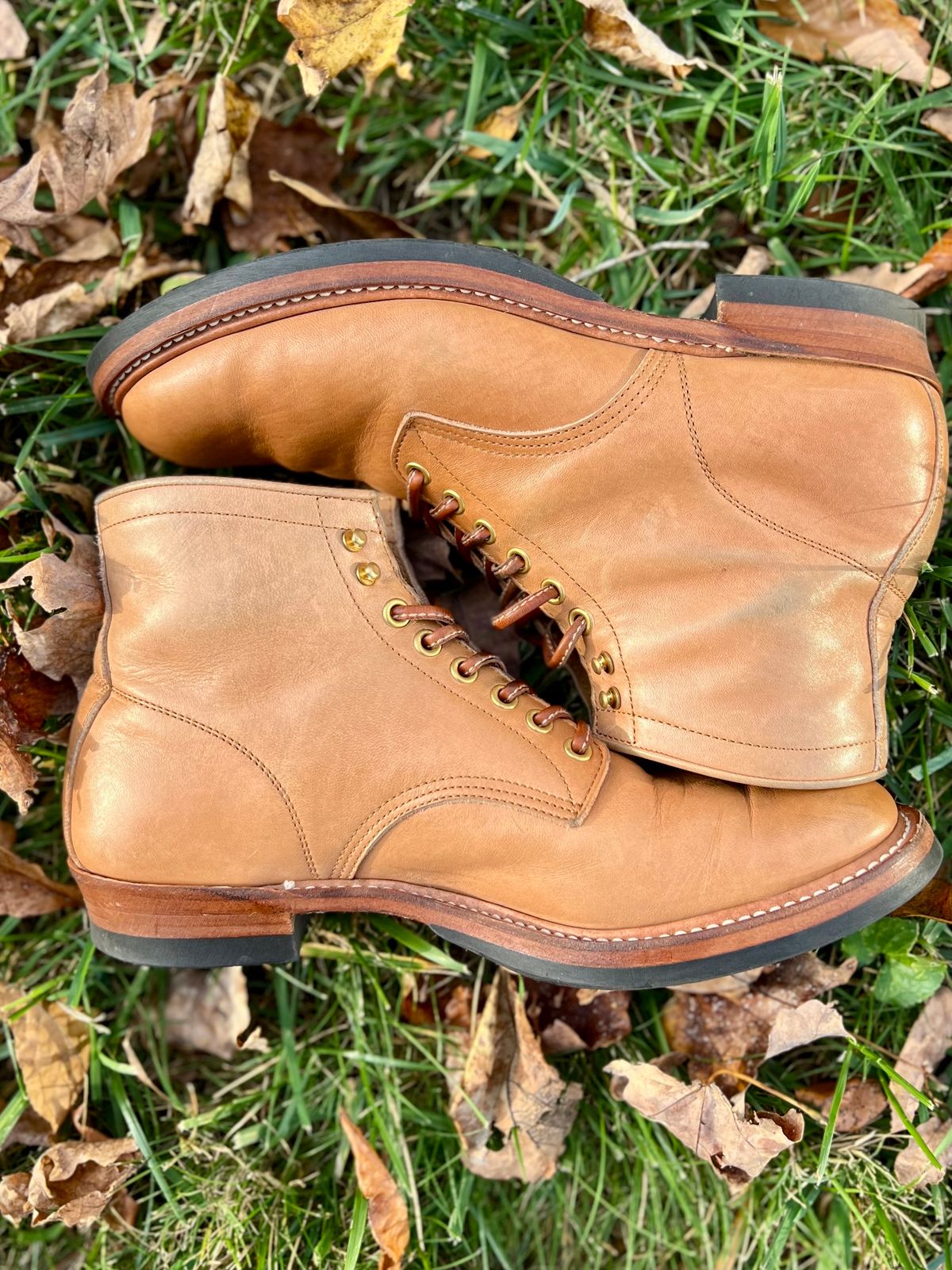 Photo by Tipples_and_drams on November 4, 2024 of the Y'2 Leather Work Boot in Kakishibu Horse (KS-02).