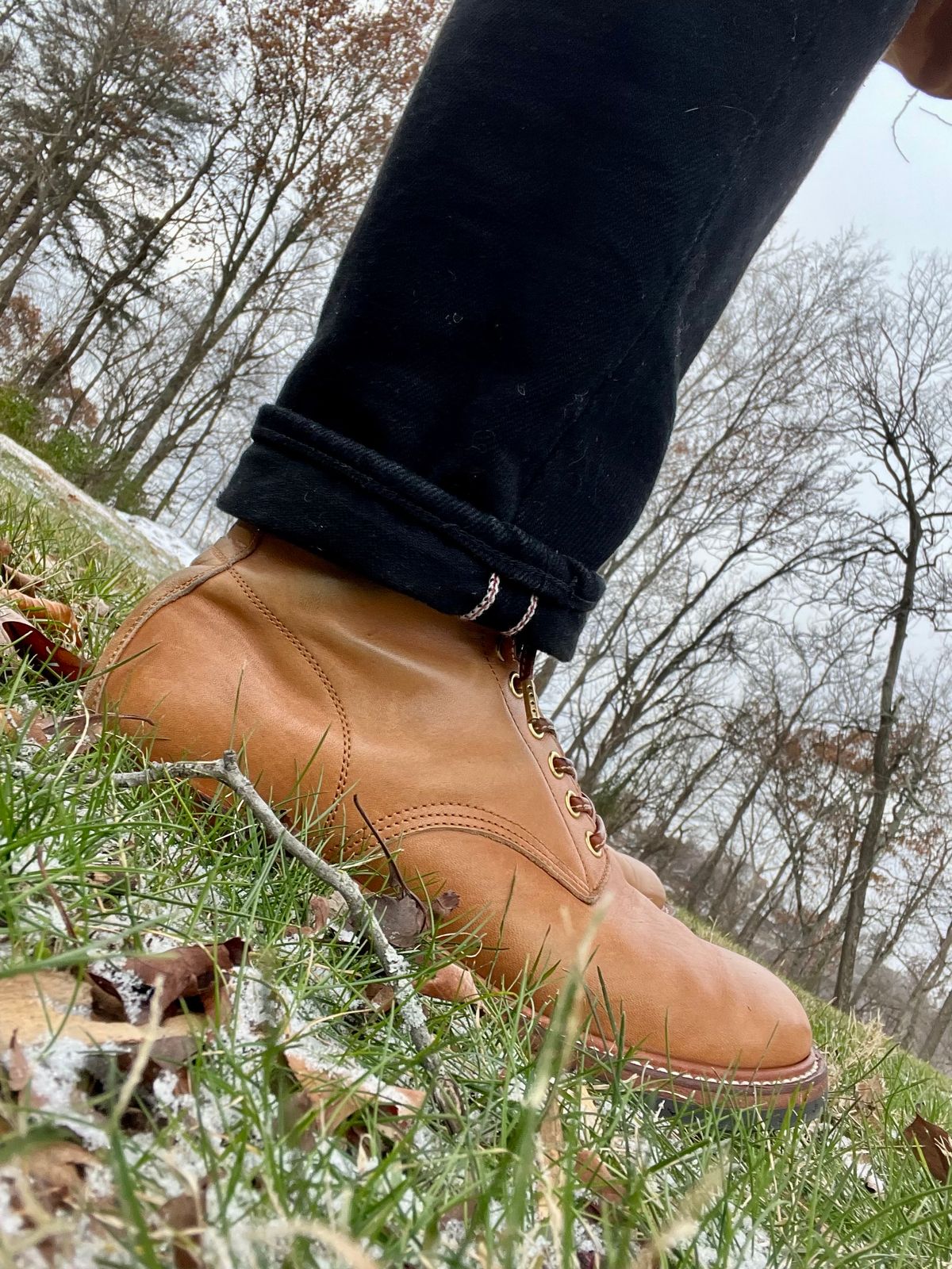 Photo by Tipples_and_drams on December 3, 2024 of the Y'2 Leather Work Boot in Kakishibu Horse (KS-02).