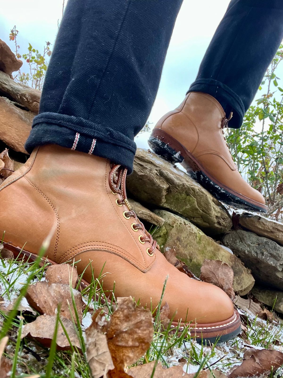 Photo by Tipples_and_drams on December 4, 2024 of the Y'2 Leather Work Boot in Kakishibu Horse (KS-02).