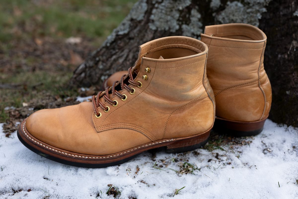 Photo by Tipples_and_drams on December 4, 2024 of the Y'2 Leather Work Boot in Kakishibu Horse (KS-02).