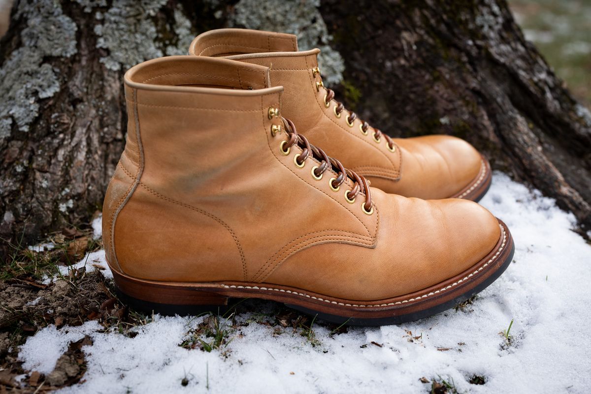 Photo by Tipples_and_drams on December 4, 2024 of the Y'2 Leather Work Boot in Kakishibu Horse (KS-02).