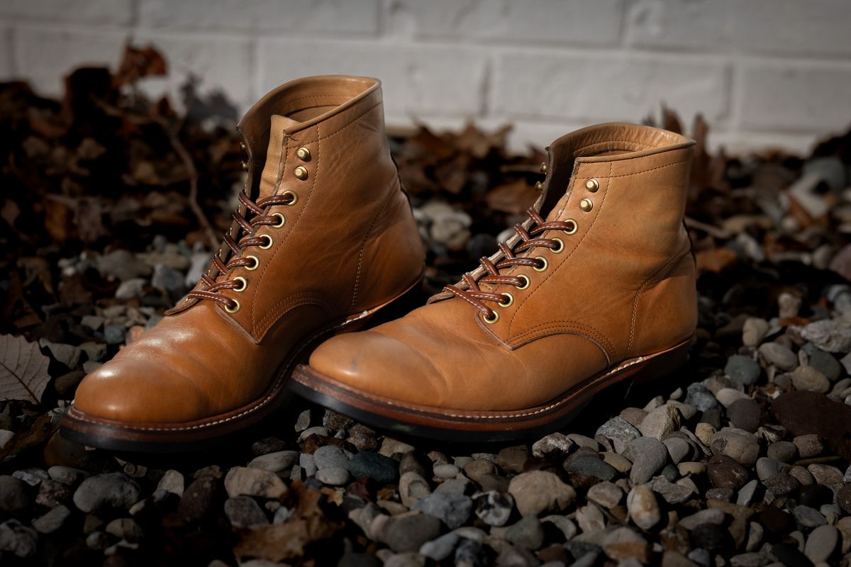 Photo by Tipples_and_drams on January 4, 2025 of the Y'2 Leather Work Boot in Kakishibu Horse (KS-02).