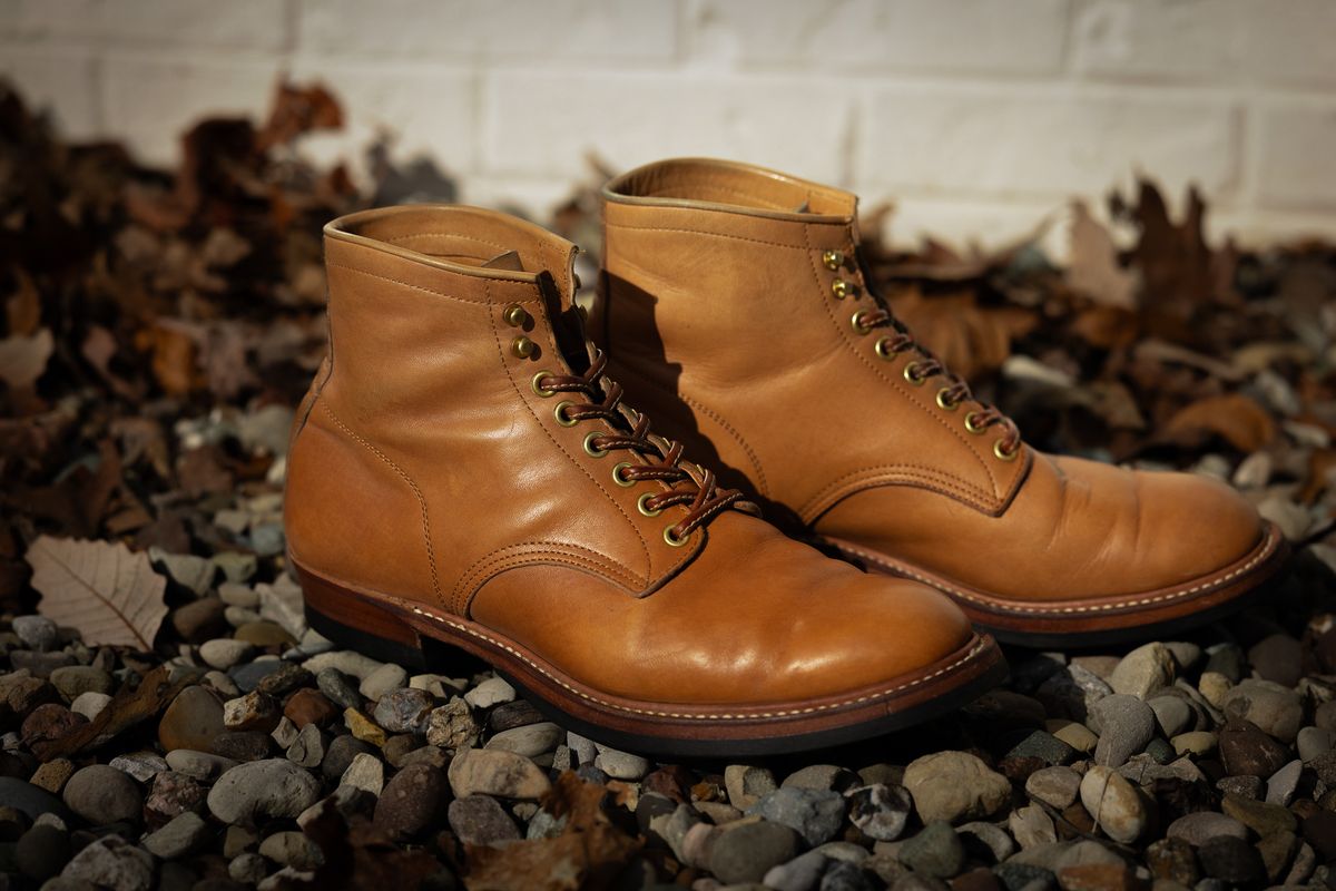Photo by Tipples_and_drams on January 4, 2025 of the Y'2 Leather Work Boot in Kakishibu Horse (KS-02).