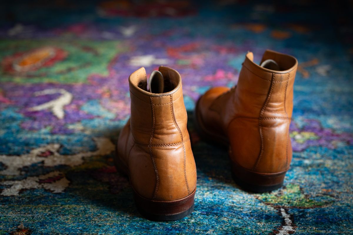 Photo by Tipples_and_drams on February 3, 2025 of the Y'2 Leather Work Boot in Kakishibu Horse (KS-02).
