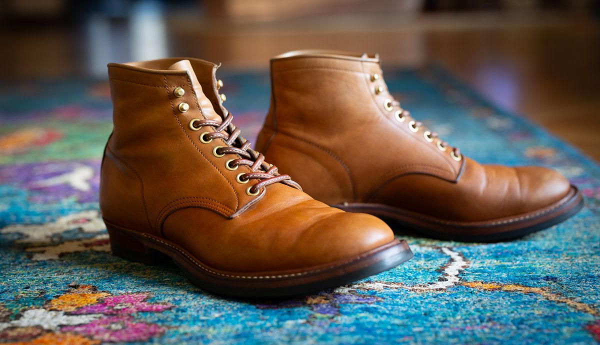Photo by Tipples_and_drams on February 3, 2025 of the Y'2 Leather Work Boot in Kakishibu Horse (KS-02).