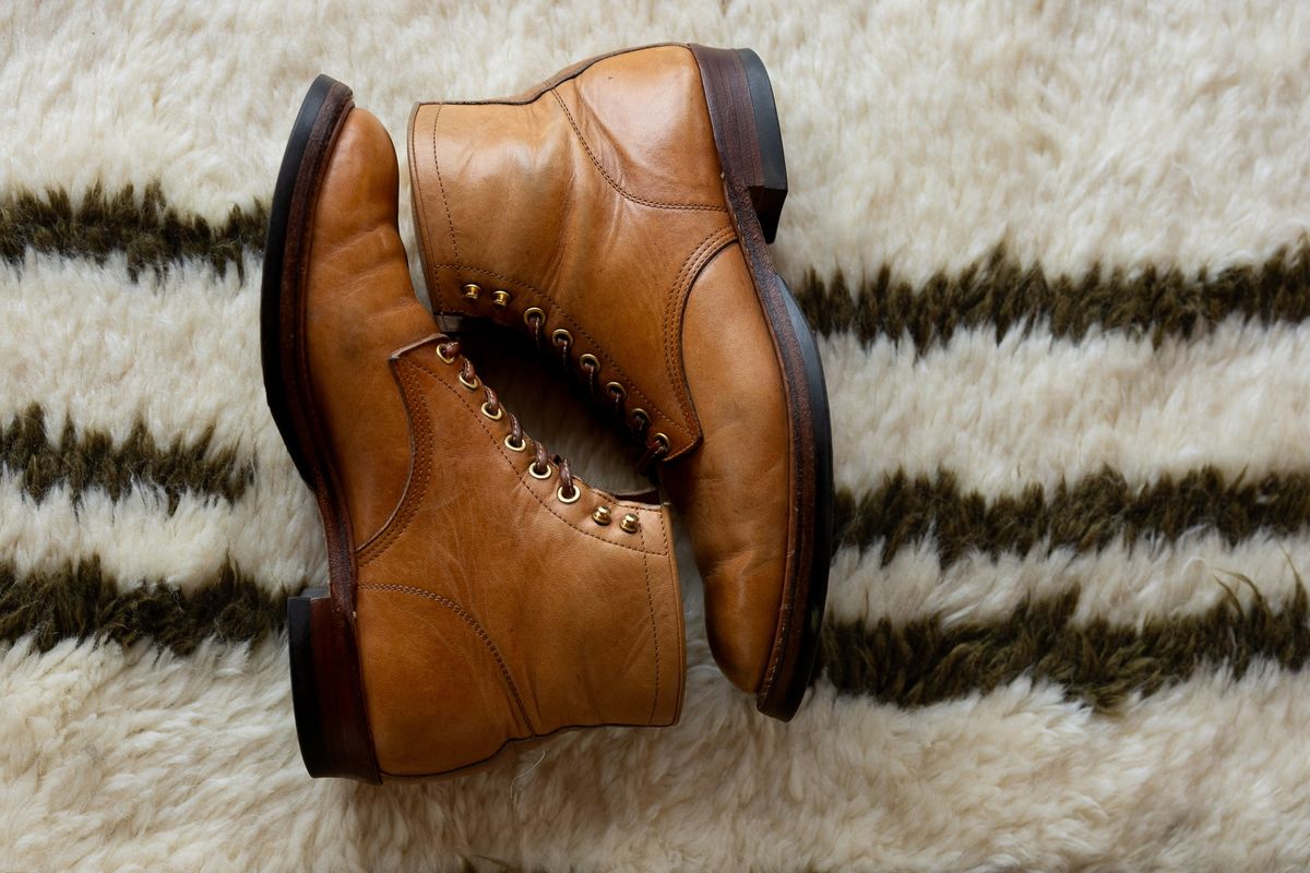 Photo by Tipples_and_drams on March 4, 2025 of the Y'2 Leather Work Boot in Kakishibu Horse (KS-02).