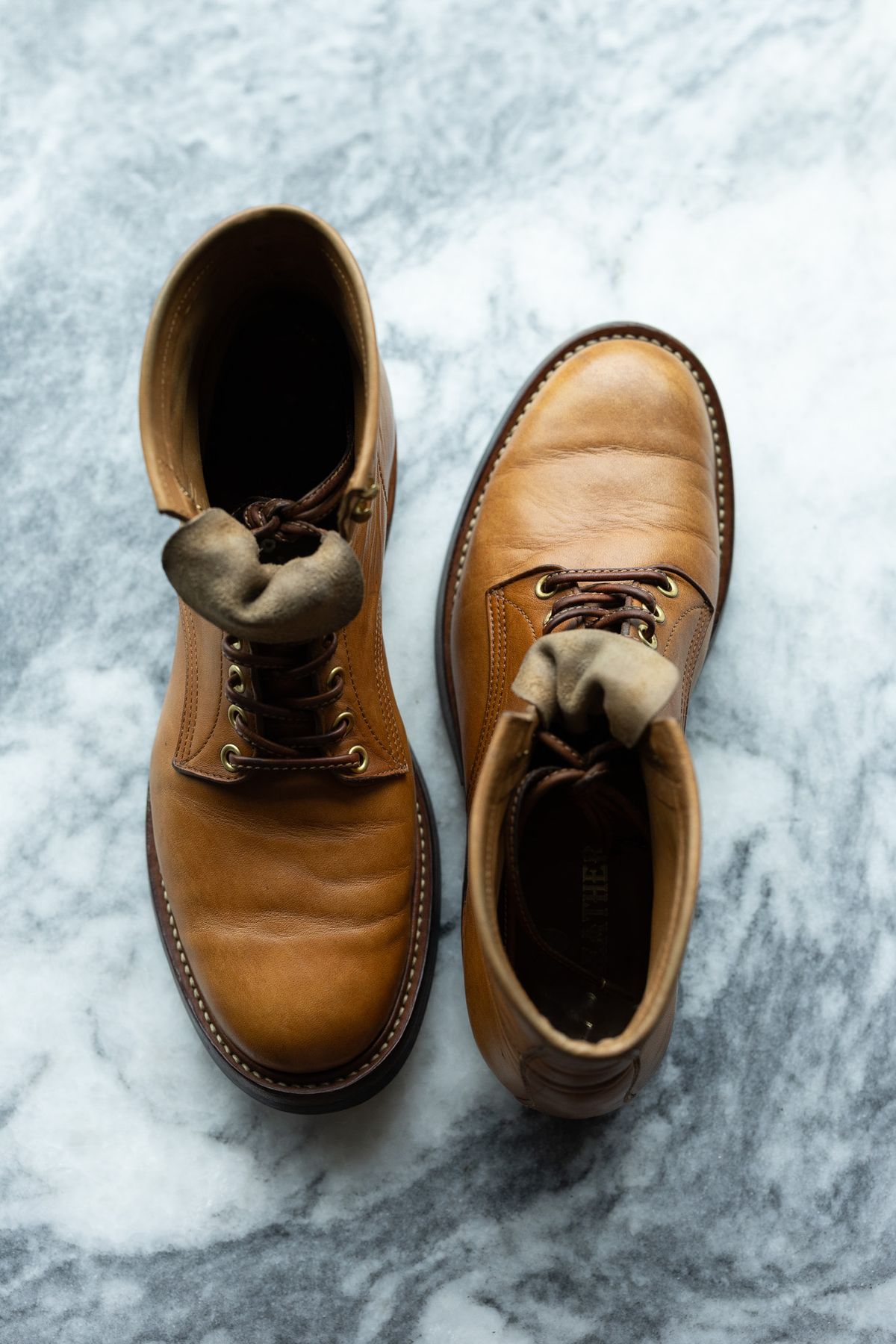 Photo by Tipples_and_drams on April 3, 2025 of the Y'2 Leather Work Boot in Kakishibu Horse (KS-02).