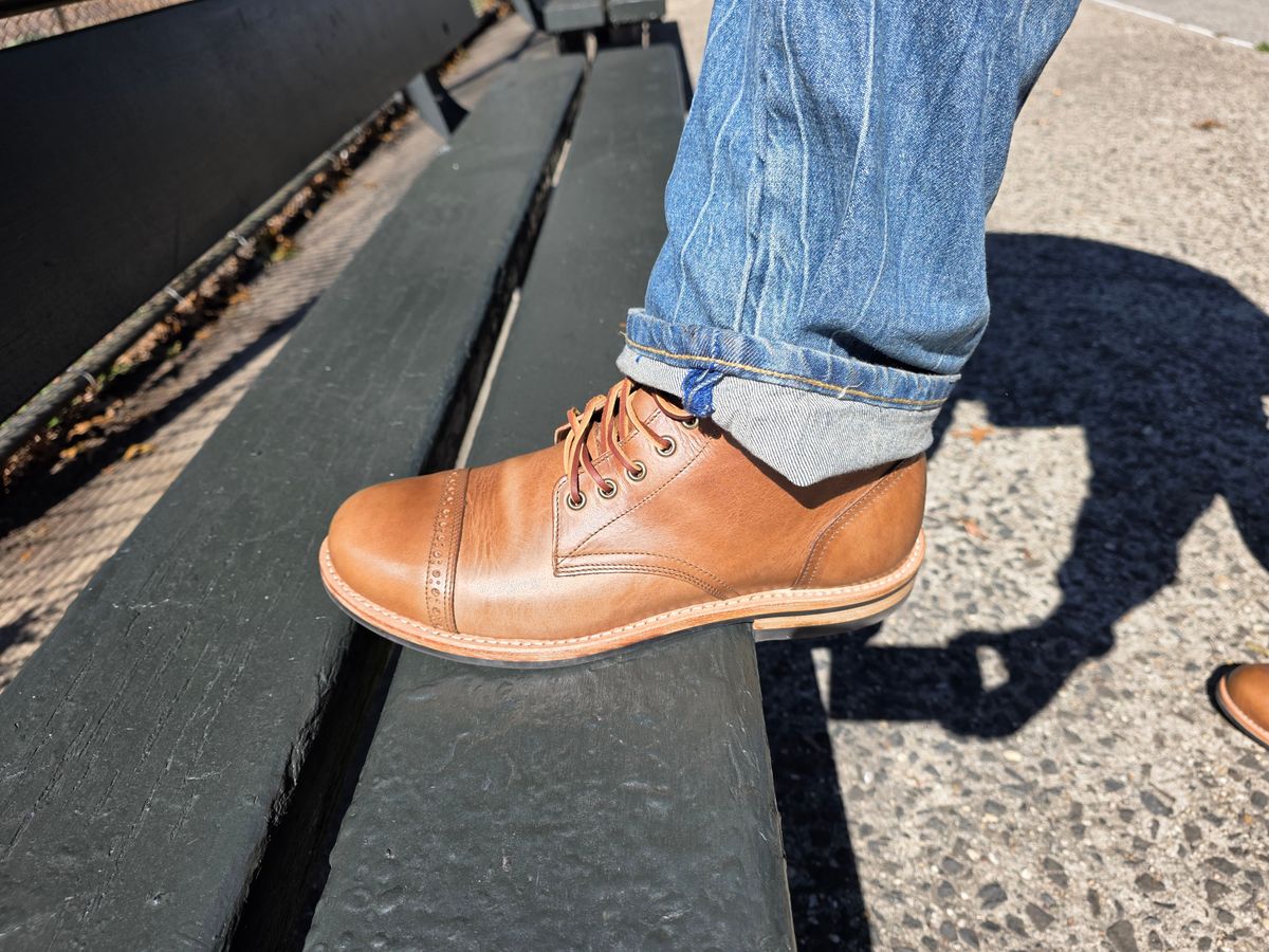 Photo by J.III on October 1, 2025 of the Oak Street Bootmakers Trench Boot in Horween Natural Chromexcel.