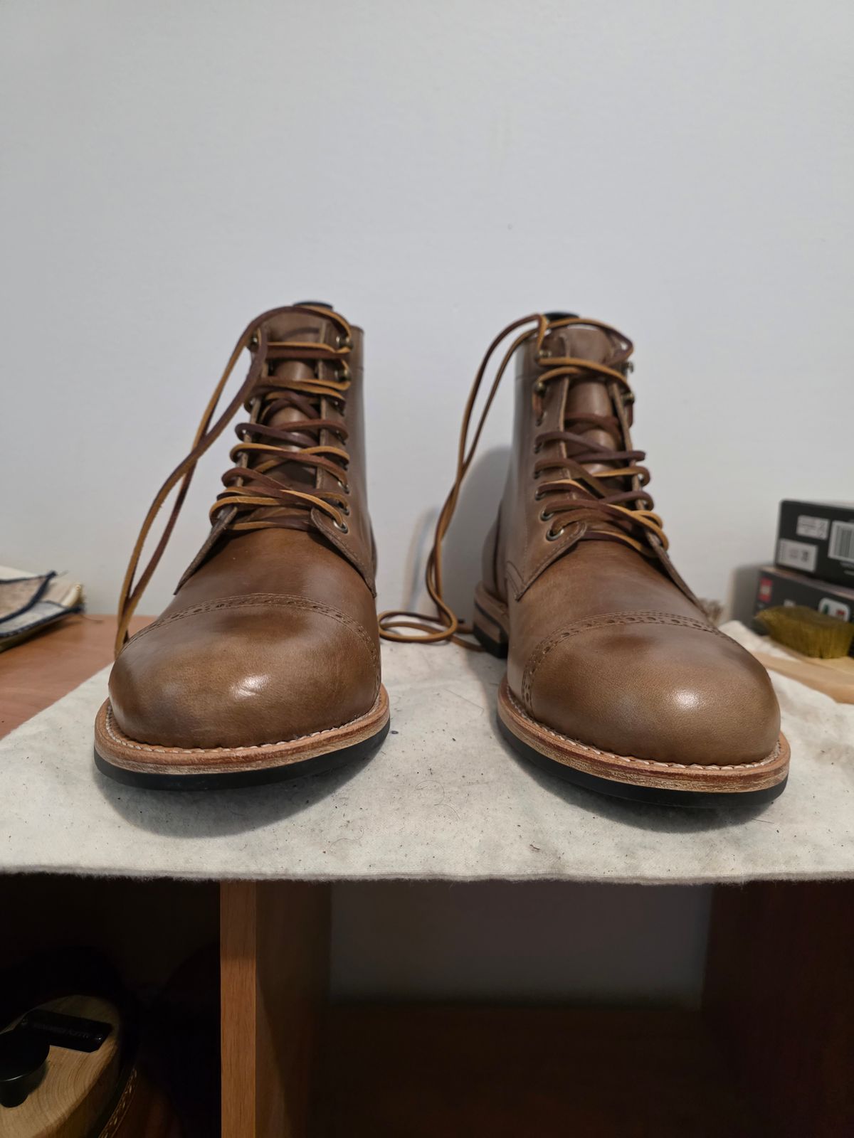 Photo by J.III on October 1, 2025 of the Oak Street Bootmakers Trench Boot in Horween Natural Chromexcel.