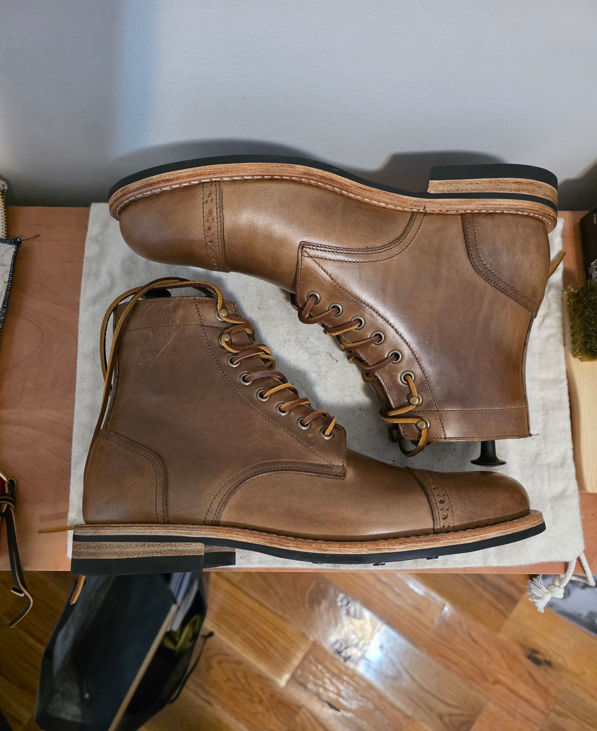 Photo by J.III on October 1, 2025 of the Oak Street Bootmakers Trench Boot in Horween Natural Chromexcel.