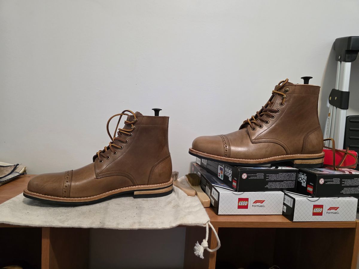 Photo by J.III on October 1, 2025 of the Oak Street Bootmakers Trench Boot in Horween Natural Chromexcel.