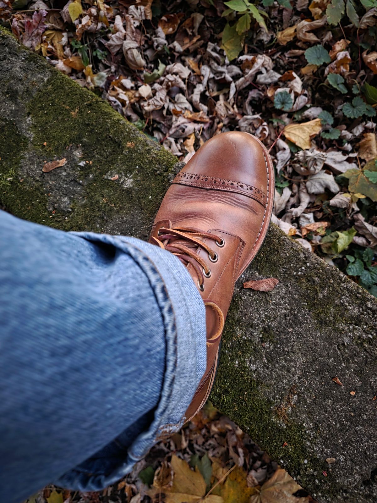 Photo by J.III on November 4, 2025 of the Oak Street Bootmakers Trench Boot in Horween Natural Chromexcel.