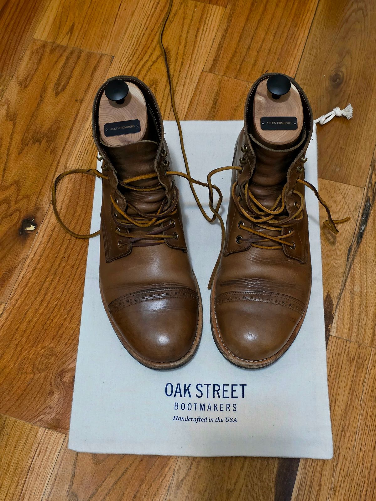 Photo by J.III on December 3, 2025 of the Oak Street Bootmakers Trench Boot in Horween Natural Chromexcel.