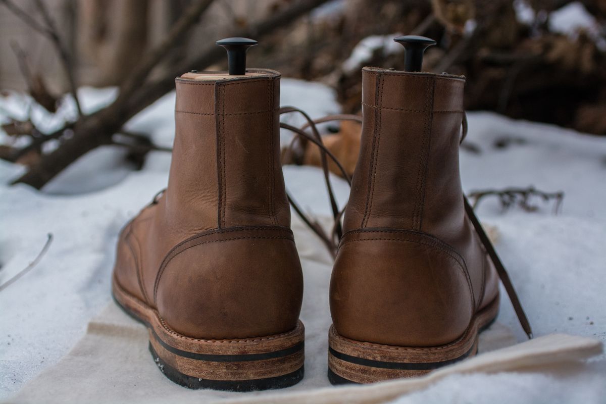 Photo by J.III on January 3, 2026 of the Oak Street Bootmakers Trench Boot in Horween Natural Chromexcel.