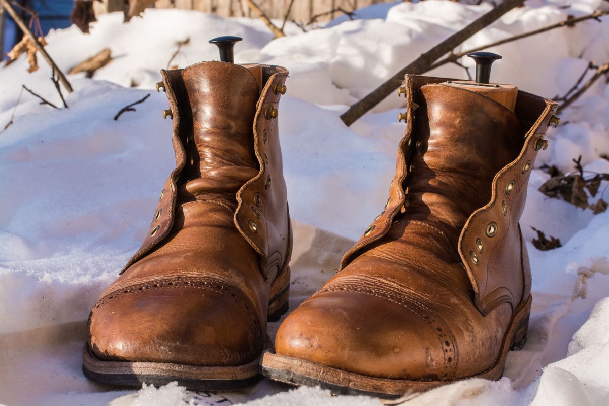 Photo by J.III on February 4, 2026 of the Oak Street Bootmakers Trench Boot in Horween Natural Chromexcel.