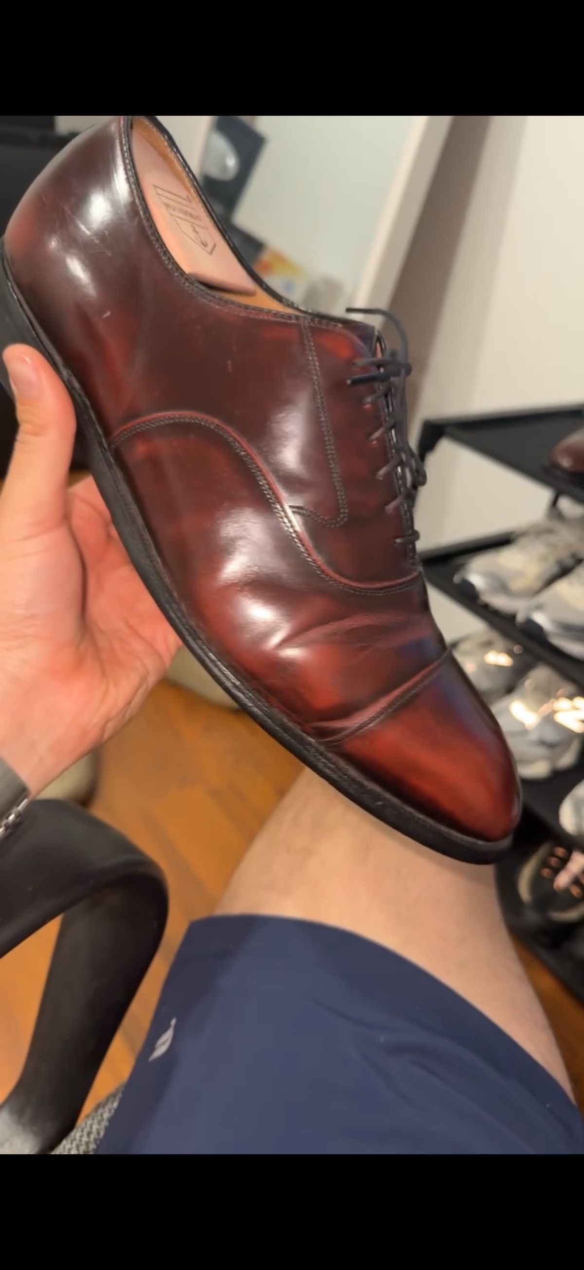 Photo by ibarrit98 on July 3, 2026 of the Johnston & Murphy Melton Cap Toe in Oxblood.