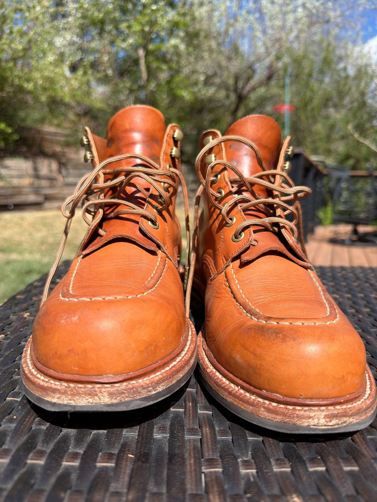 Photo by AJD on April 12, 2026 of the Grant Stone Brass Boot in Horween Tan Essex.