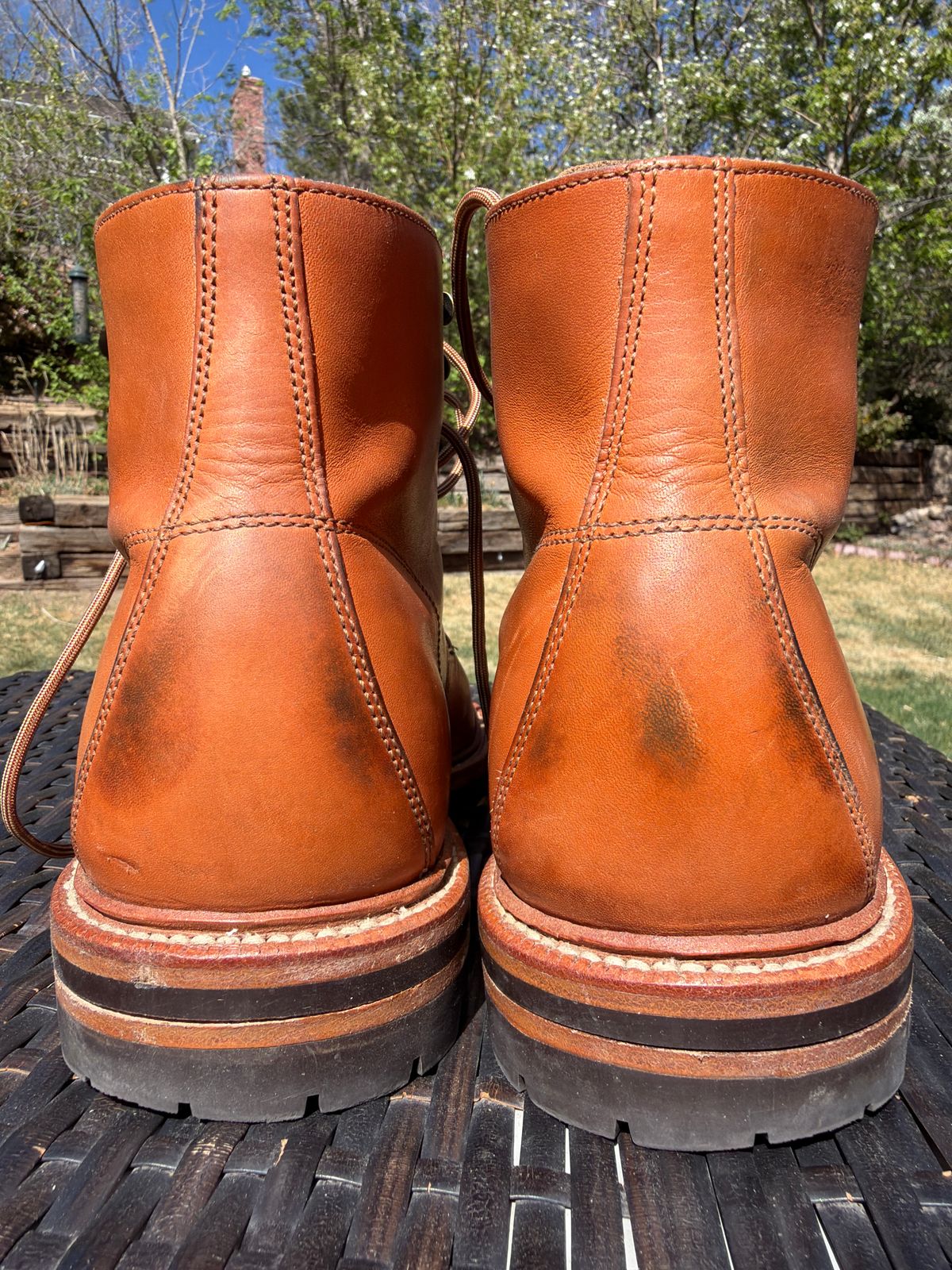 Photo by AJD on April 12, 2026 of the Grant Stone Brass Boot in Horween Tan Essex.