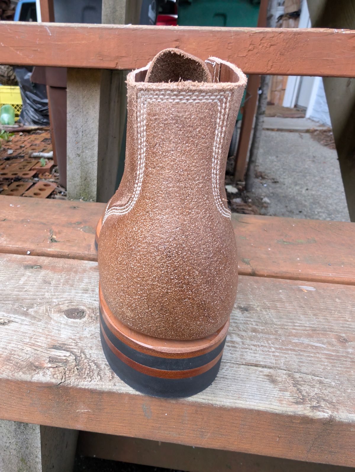 Photo by dghon1 on November 12, 2025 of the Viberg Boondocker in Horween Marine Field Roughout & Horween Natural Chromexcel Roughout.