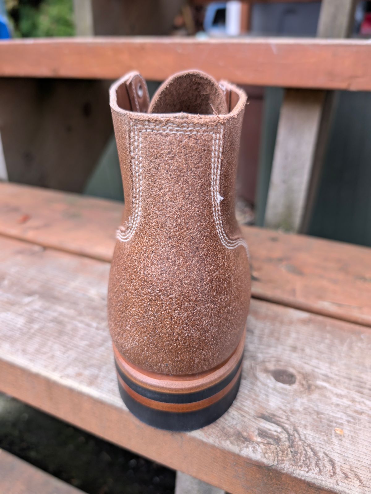 Photo by dghon1 on November 12, 2025 of the Viberg Boondocker in Horween Marine Field Roughout & Horween Natural Chromexcel Roughout.