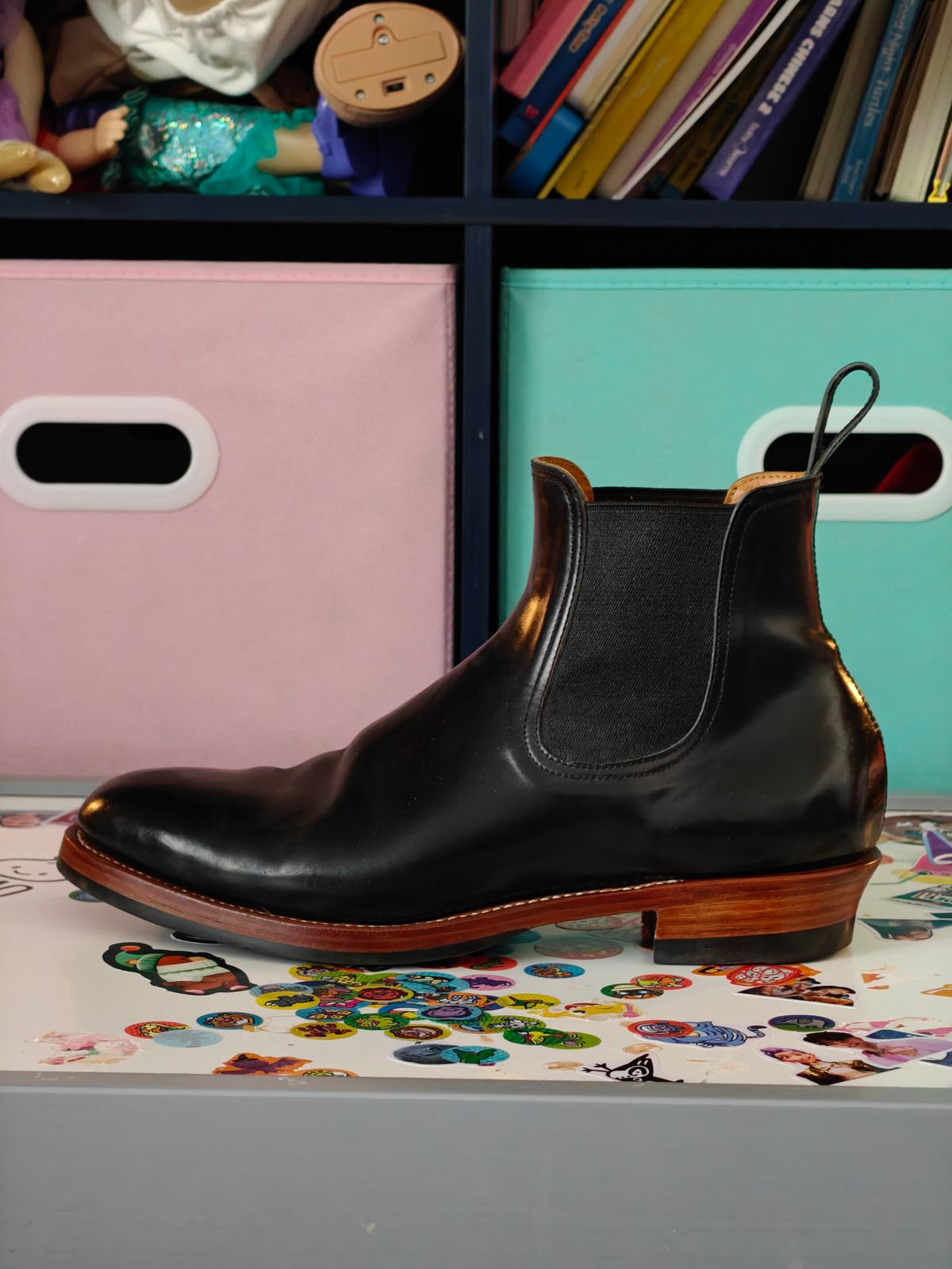 Photo by TToma on December 5, 2025 of the Briselblack The Seventh Chelsea Boot in Shinki Black Shell Cordovan.