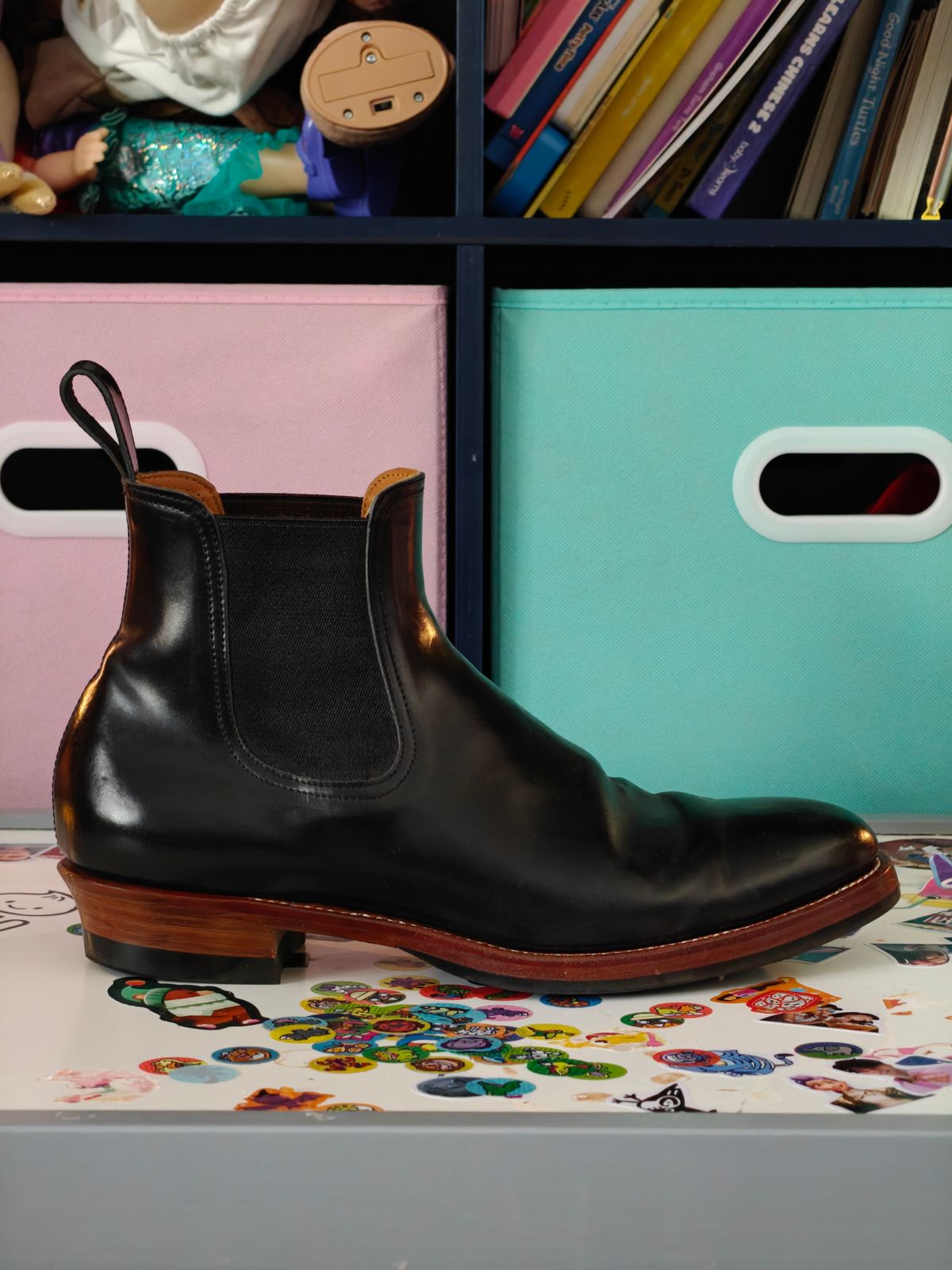 Photo by TToma on December 5, 2025 of the Briselblack The Seventh Chelsea Boot in Shinki Black Shell Cordovan.
