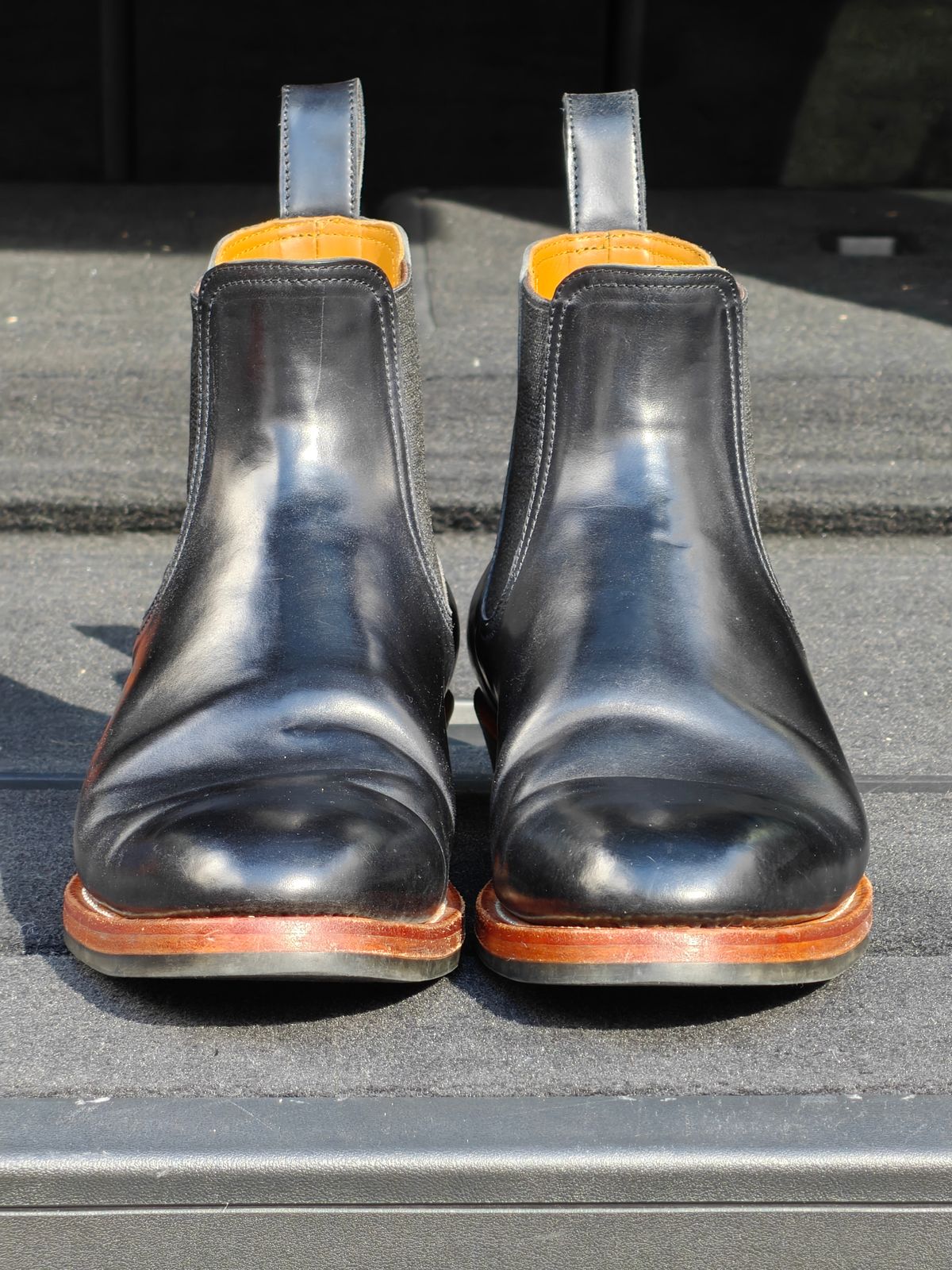 Photo by TToma on January 5, 2026 of the Briselblack The Seventh Chelsea Boot in Shinki Black Shell Cordovan.