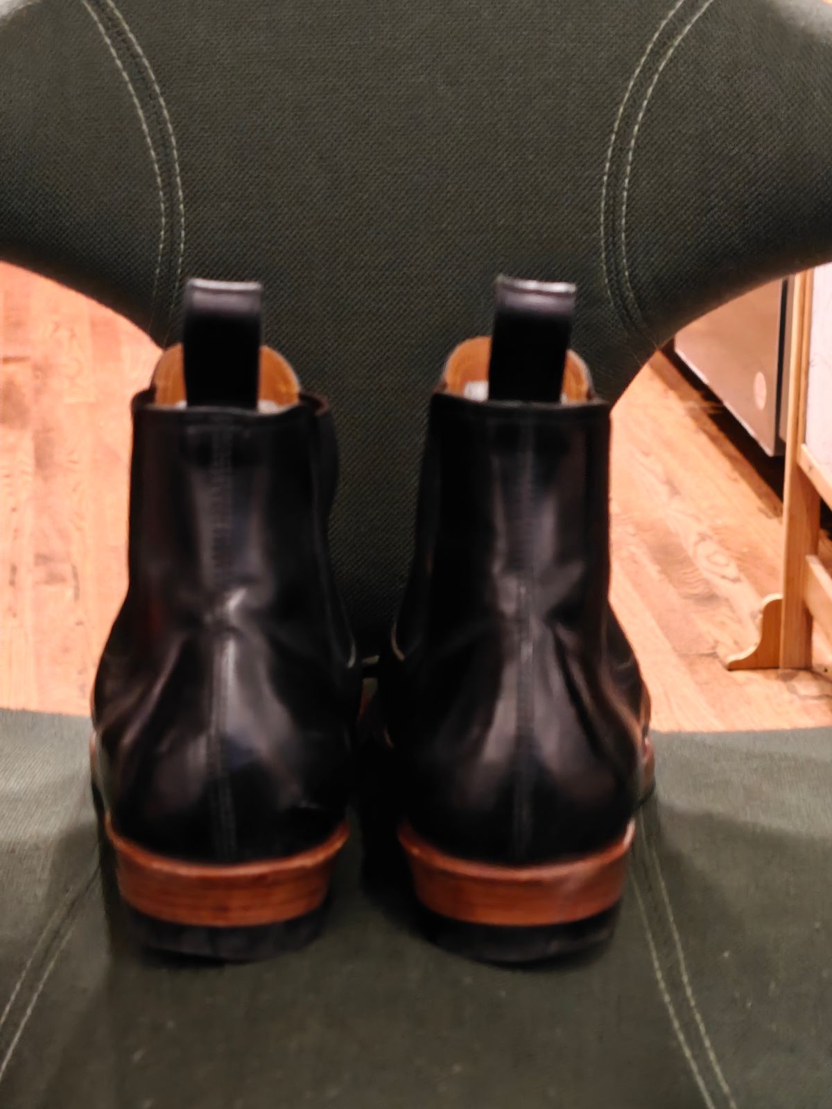 Photo by TToma on February 6, 2026 of the Briselblack The Seventh Chelsea Boot in Shinki Black Shell Cordovan.