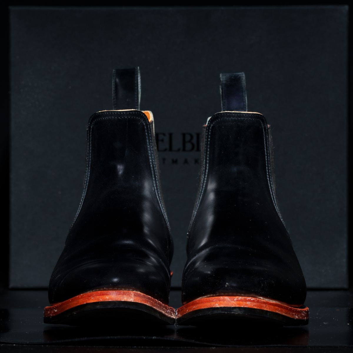 Photo by TToma on April 5, 2026 of the Briselblack The Seventh Chelsea Boot in Shinki Black Shell Cordovan.