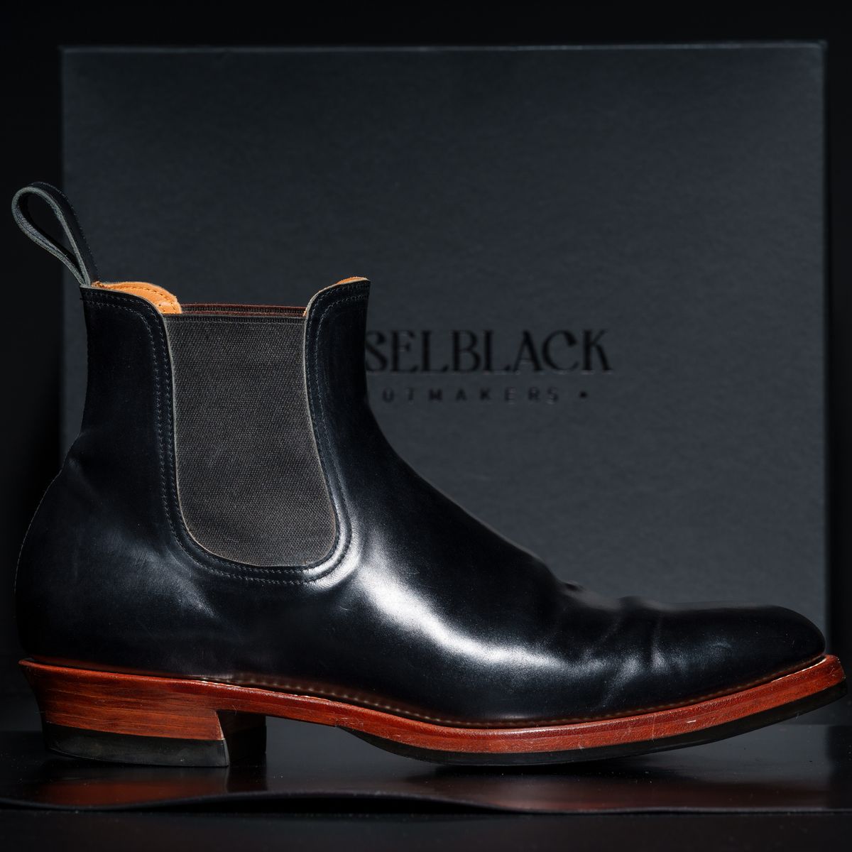 Photo by TToma on April 5, 2026 of the Briselblack The Seventh Chelsea Boot in Shinki Black Shell Cordovan.