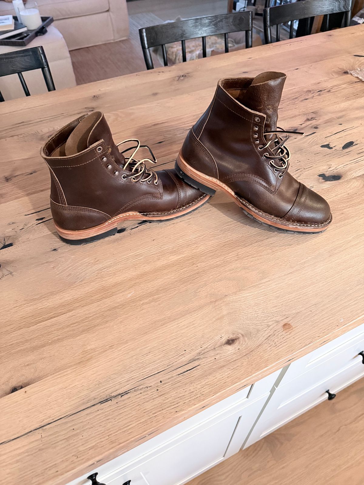 Photo by PeabzZ on March 20, 2026 of the White's MP-Sherman Toe Cap in Horween Cinnamon Waxed Flesh.