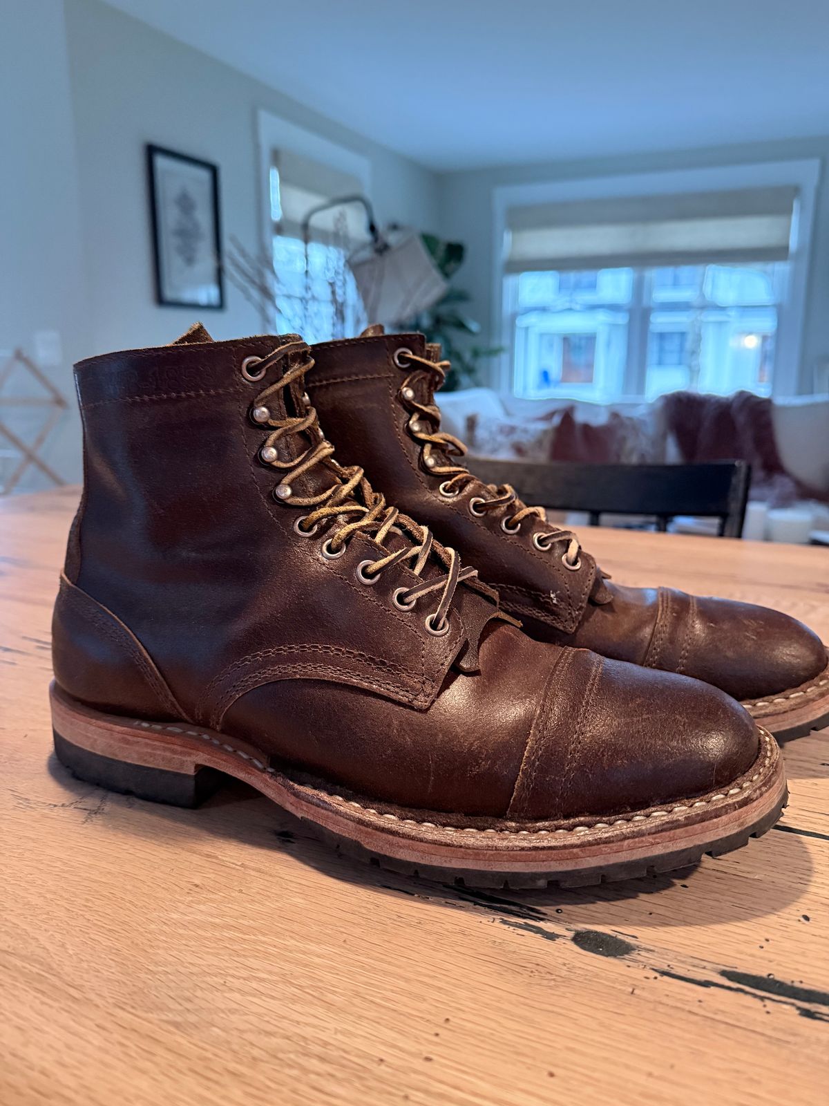 Photo by PeabzZ on April 22, 2026 of the White's MP-Sherman Toe Cap in Horween Cinnamon Waxed Flesh.