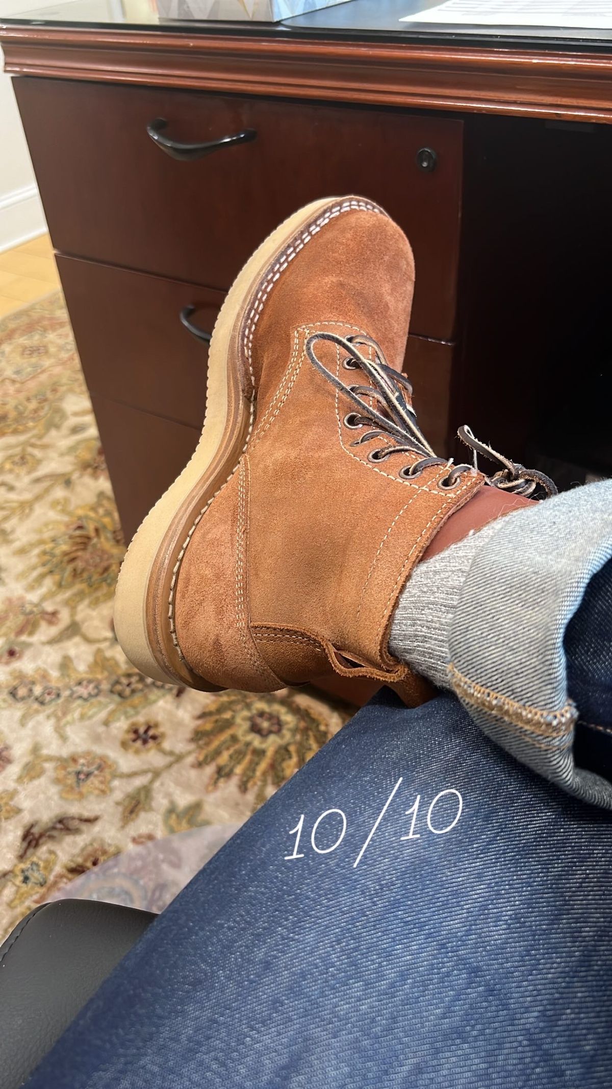 Photo by PeabzZ on March 23, 2023 of the White's C350-CS in Seidel Red Dog Oil Tan Roughout.