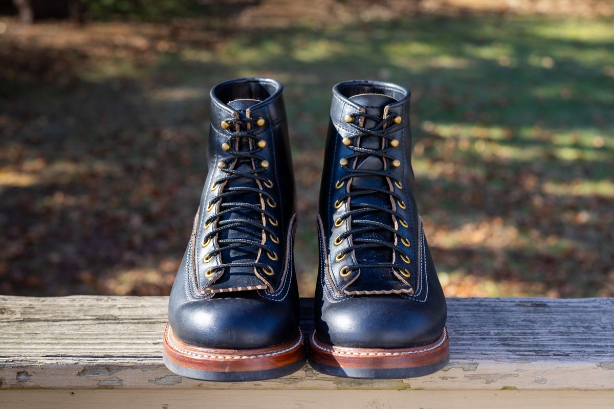 Photo by staikhouse on December 14, 2024 of the John Lofgren Donkey Puncher Boots in Horween Black Chromexcel.