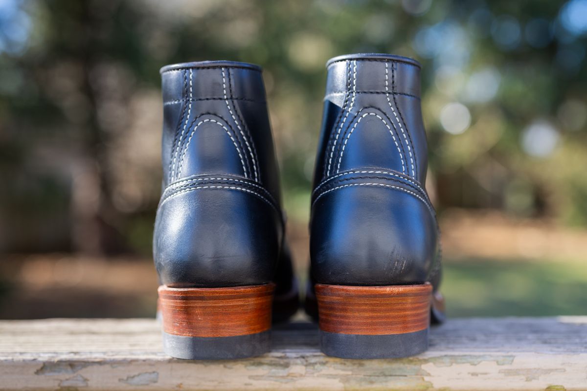 Photo by staikhouse on December 14, 2024 of the John Lofgren Donkey Puncher Boots in Horween Black Chromexcel.