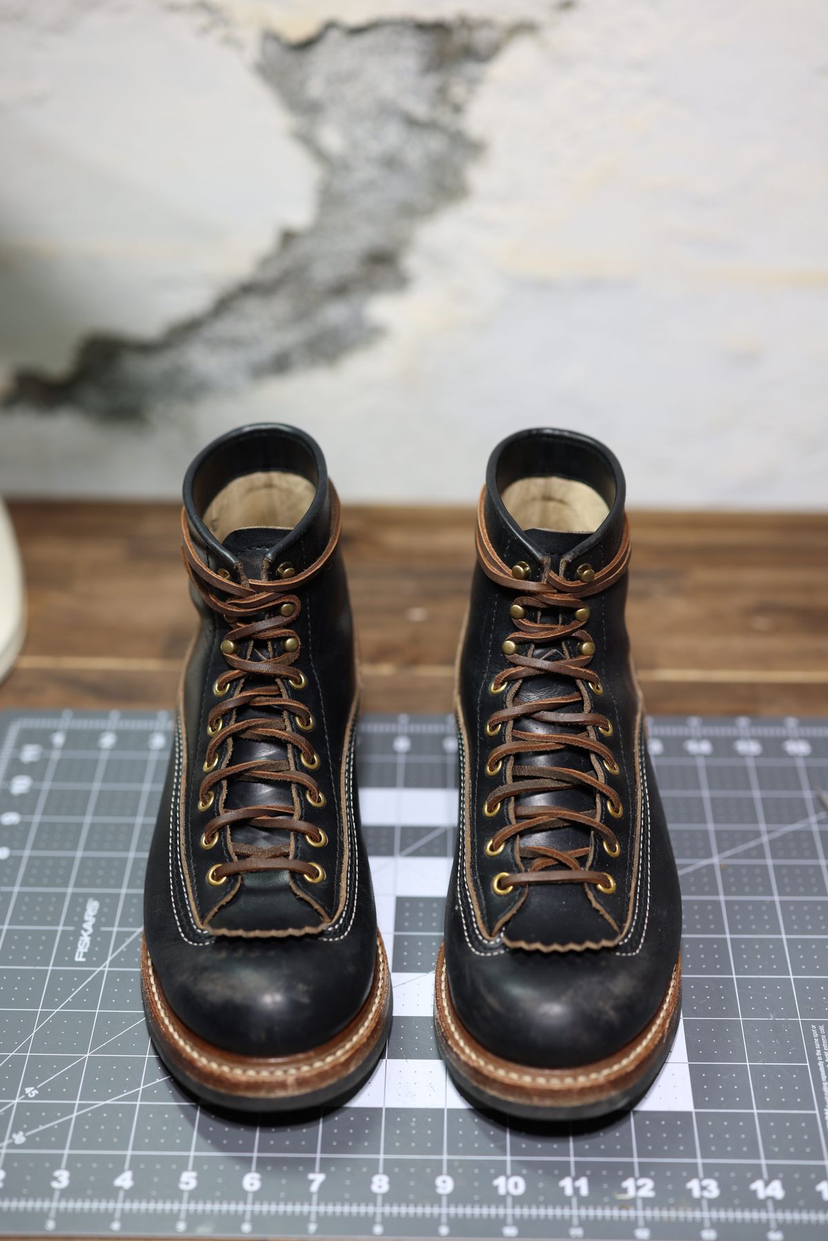 Photo by staikhouse on February 1, 2025 of the John Lofgren Donkey Puncher Boots in Horween Black Chromexcel.