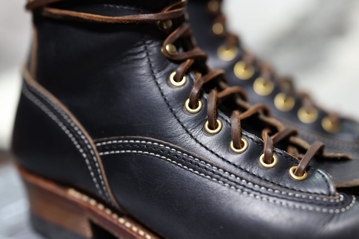 Photo by staikhouse on February 1, 2025 of the John Lofgren Donkey Puncher Boots in Horween Black Chromexcel.