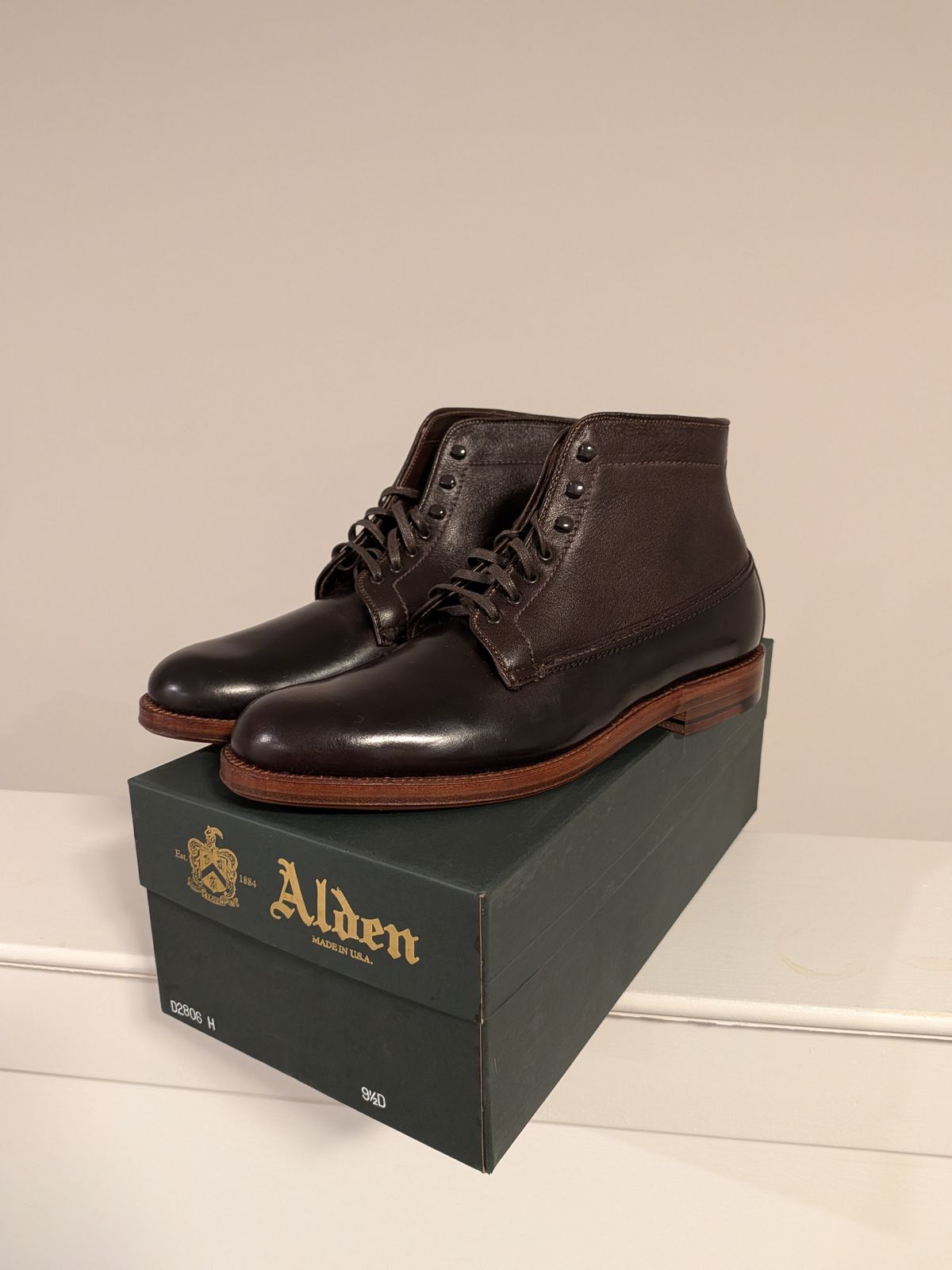 Photo by staikhouse on April 29, 2026 of the Alden X Sherman Brothers Gwynedd Plain Toe in Horween Color 8 Shell Cordovan & Horween Arabica Lux Calfskin.