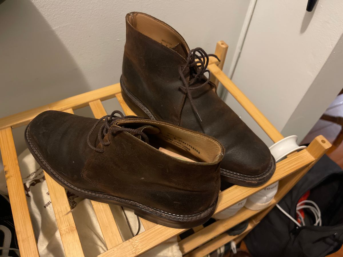 Photo by fmbuhay on January 16, 2025 of the Crockett & Jones Molton in Dark Brown Roughout Suede.