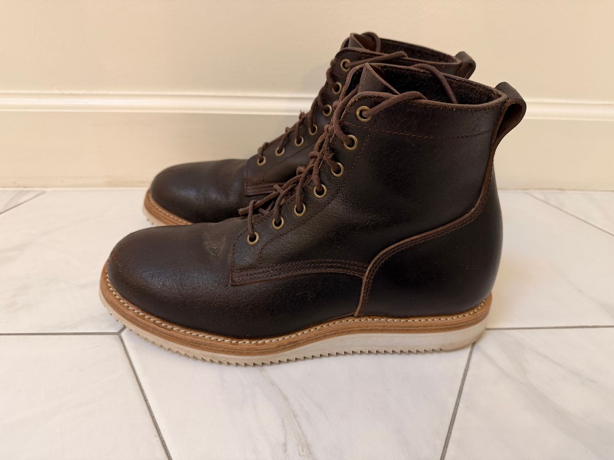 Photo by sorrick on October 2, 2025 of the Caswell Boot Company Eckington in Horween Dark Brown Waxed Flesh.