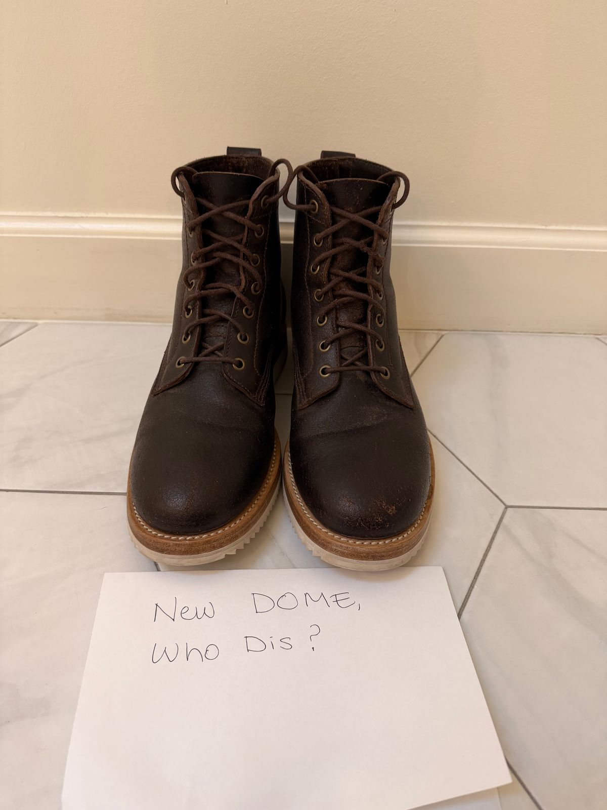 Photo by sorrick on October 2, 2025 of the Caswell Boot Company Eckington in Horween Dark Brown Waxed Flesh.